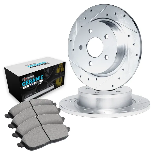 R1 Concepts WGTN1-74013 Brake Rotors - D/S - Silver W/ Euro Ceramic Pads